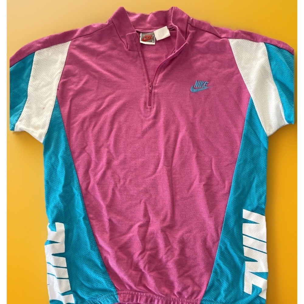 Vintage 90s Nike Jersey Cycling Shirt Retro Gray Tag Spell Out Swoosh Sz S